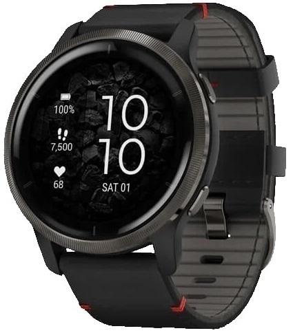 Garmin Venu 2 Черный с Кожаным Ремешком (010-02430-21)